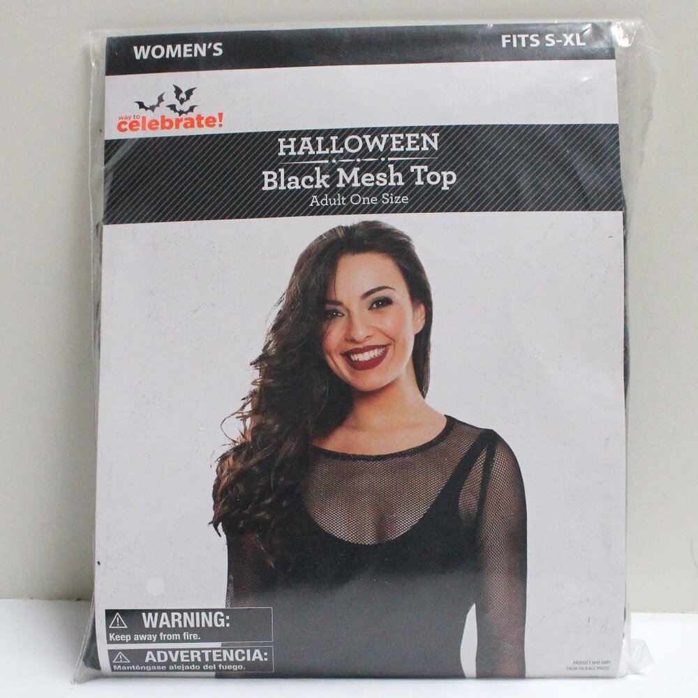 Way To Celebrate Adult Women's Halloween One Size (S-XL) Black Mesh Top